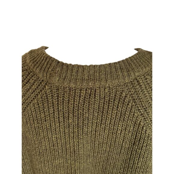 Madewell Dress Size Medium Green Ribbed Sweater Long Sleeve Crew Neck Fall Vibe - Picture 6 of 8